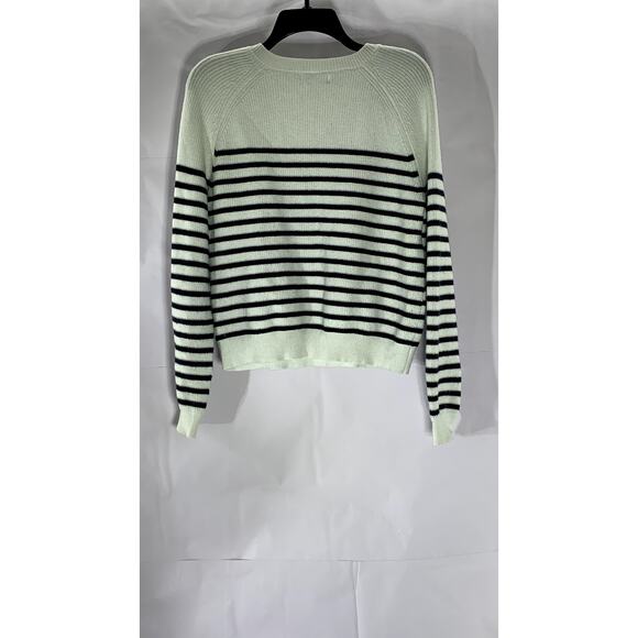 UNBRANDED Women's White-Black Striped Knit Button-Detail Wool-Blend Sweater SZXL - Picture 2 of 9